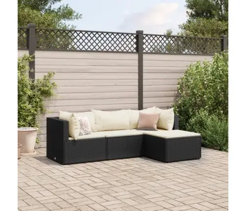 4-Daļīgs Dārza Mēbeļu Komplekts, Melna Pe Rotangpalma Vidaxl