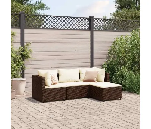 4-Daļīgs Dārza Atpūtas Mēbeļu Komplekts, Brūna Pe Rotangpalma Vidaxl