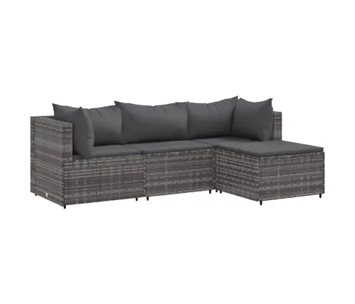 Sodo Komplektas Su Pagalvėlėmis, 4 Dalių, Pilkas, Poliratanas