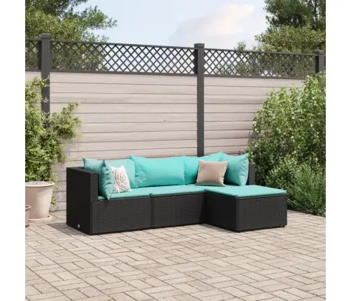 4-Daļīgs Dārza Mēbeļu Komplekts, Melna Pe Rotangpalma Vidaxl