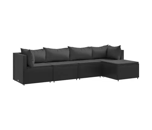 5-Daļīgs Dārza Mēbeļu Komplekts Ar Matračiem, Pe Pinums, Melns Vidaxl