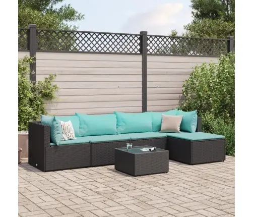 6-Osaline Aiamööblikomplekt Patjadega, Polürotang, Must