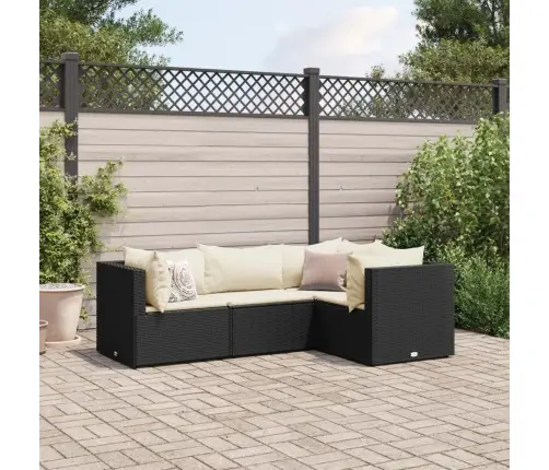 Sodo Komplektas Su Pagalvėlėmis, 4 Dalių, Juodas, Poliratanas