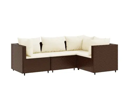 4-Osaline Aiamööbli Komplekt Patjadega, Pruun, Polürotang