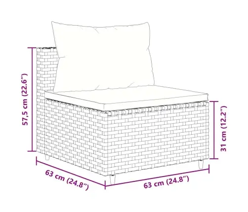 4-Osaline Aiamööbli Komplekt Patjadega, Pruun, Polürotang