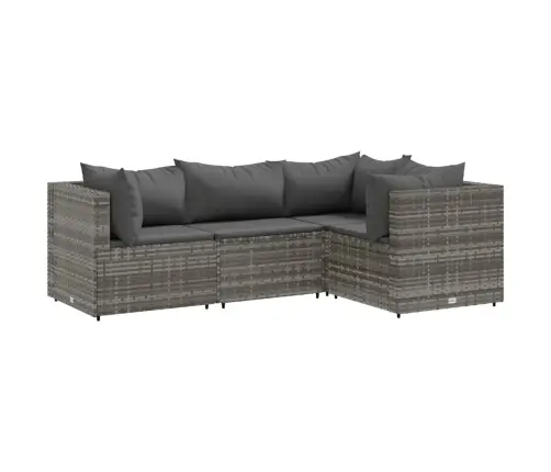 Sodo Komplektas Su Pagalvėlėmis, 4 Dalių, Pilkas, Poliratanas