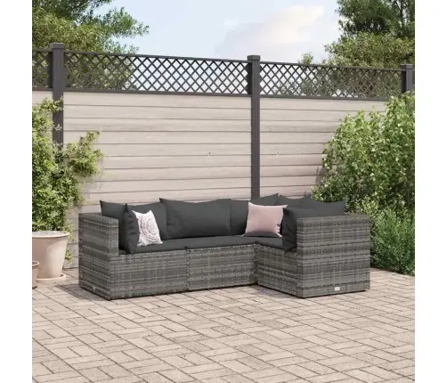 Sodo Komplektas Su Pagalvėlėmis, 4 Dalių, Pilkas, Poliratanas