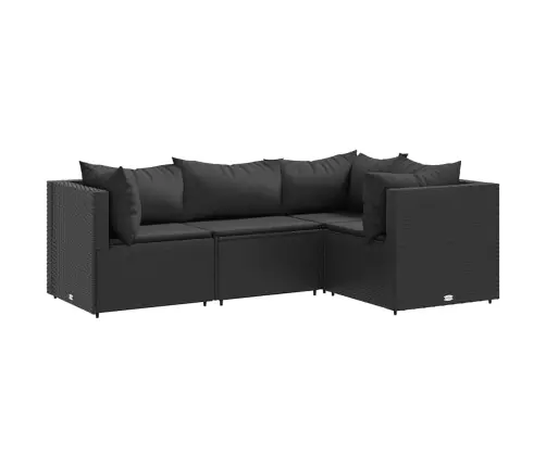 4-Daļīgs Dārza Mēbeļu Komplekts, Melna Pe Rotangpalma Vidaxl