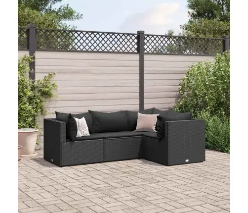 4-Daļīgs Dārza Mēbeļu Komplekts, Melna Pe Rotangpalma Vidaxl