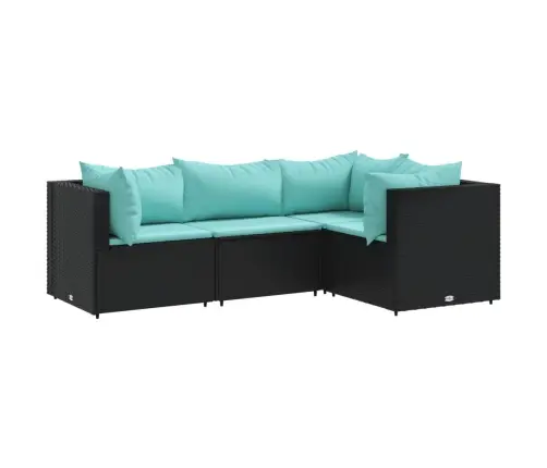 4-Osaline Aiamööblikomplekt Patjadega, Must, Polürotang