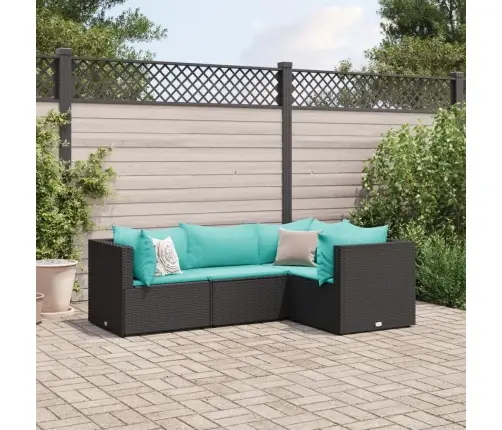 4-Osaline Aiamööblikomplekt Patjadega, Must, Polürotang