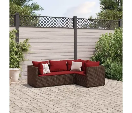 4-Osaline Aiamööbli Komplekt Patjadega, Pruun, Polürotang