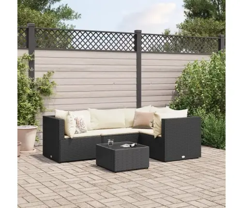 5-Daļīgs Dārza Mēbeļu Komplekts Ar Matračiem, Pe Pinums, Melns Vidaxl