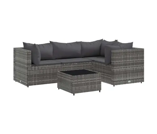 5-Daļīgs Dārza Atpūtas Mēbeļu Komplekts Ar Matračiem, Pelēks Pe Vidaxl