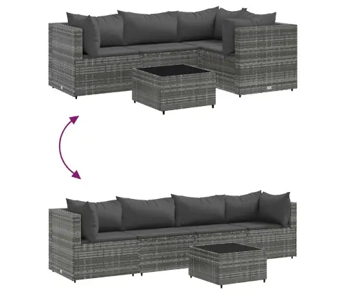 5-Daļīgs Dārza Atpūtas Mēbeļu Komplekts Ar Matračiem, Pelēks Pe Vidaxl