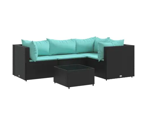 5-Daļīgs Dārza Mēbeļu Komplekts Ar Matračiem, Pe Pinums, Melns Vidaxl