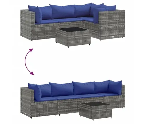 5-Daļīgs Dārza Atpūtas Mēbeļu Komplekts Ar Matračiem, Pelēks Pe Vidaxl