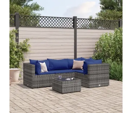 5-Daļīgs Dārza Atpūtas Mēbeļu Komplekts Ar Matračiem, Pelēks Pe Vidaxl