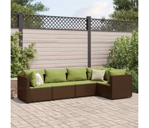 Sodo Komplektas Su Pagalvėlėmis, 5 Dalių, Rudas, Poliratanas