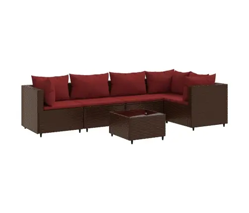 Sodo Komplektas Su Pagalvėlėmis, 6 Dalių, Rudas, Poliratanas