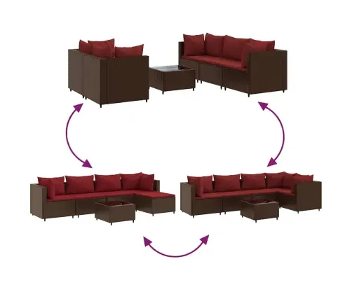 Sodo Komplektas Su Pagalvėlėmis, 6 Dalių, Rudas, Poliratanas