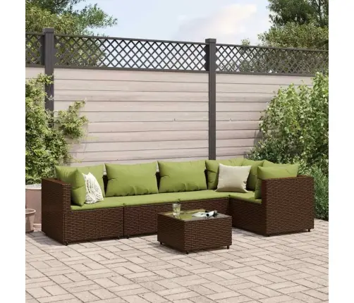 Sodo Komplektas Su Pagalvėlėmis, 6 Dalių, Rudas, Poliratanas