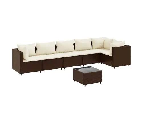 7-Daļīgs Dārza Atpūtas Mēbeļu Komplekts, Brūna Pe Rotangpalma Vidaxl