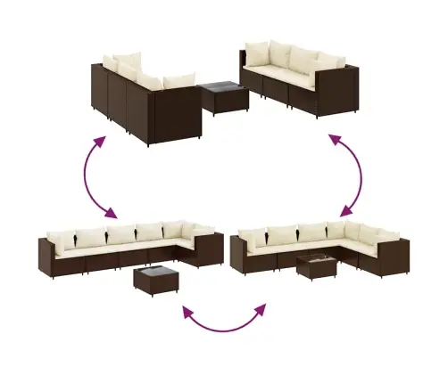 7-Daļīgs Dārza Atpūtas Mēbeļu Komplekts, Brūna Pe Rotangpalma Vidaxl