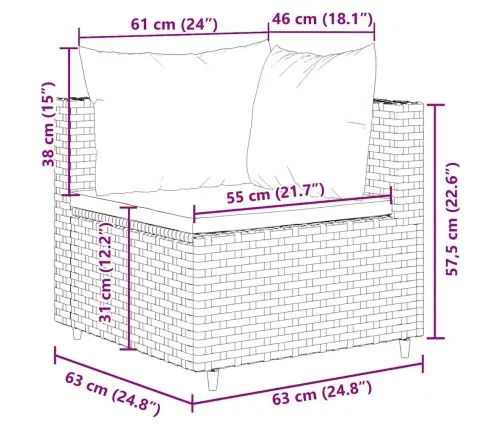 7-Daļīgs Dārza Atpūtas Mēbeļu Komplekts, Brūna Pe Rotangpalma Vidaxl