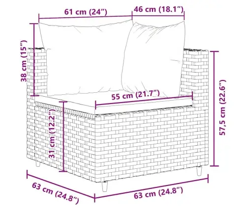 7-Osaline Aiamööbli Komplekt Patjadega, Must, Polürotang