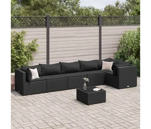 7-Osaline Aiamööbli Komplekt Patjadega, Must, Polürotang