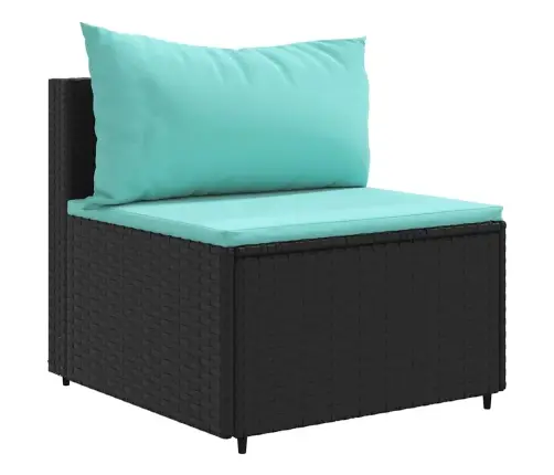 7-Osaline Aiamööbli Komplekt Patjadega, Must, Polürotang