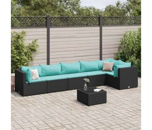 7-Osaline Aiamööbli Komplekt Patjadega, Must, Polürotang