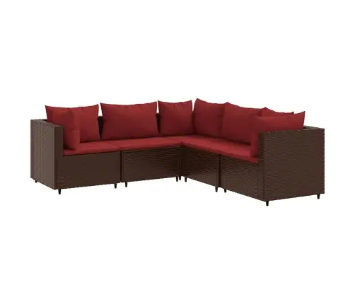 5-Osaline Aiamööbli Komplekt Patjadega, Pruun, Polürotang