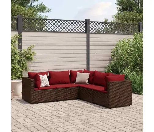 5-Osaline Aiamööbli Komplekt Patjadega, Pruun, Polürotang