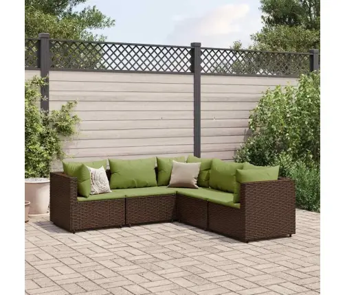 Sodo Komplektas Su Pagalvėlėmis, 5 Dalių, Rudas, Poliratanas