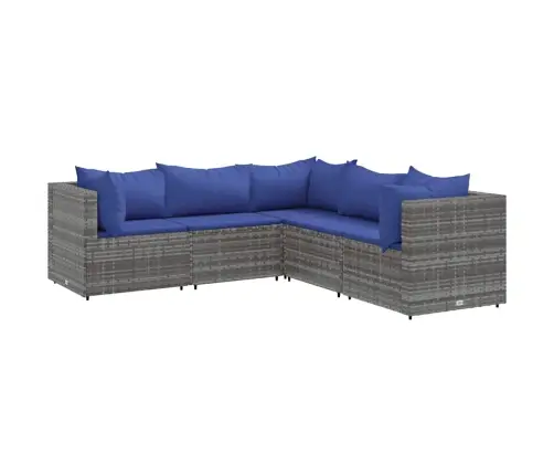 5-Daļīgs Dārza Atpūtas Mēbeļu Komplekts Ar Matračiem, Pelēks Pe Vidaxl