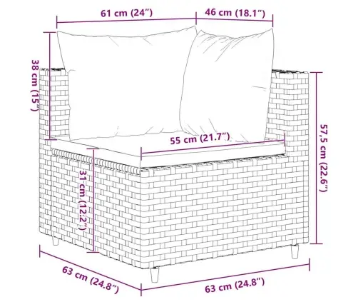 5-Daļīgs Dārza Atpūtas Mēbeļu Komplekts Ar Matračiem, Pelēks Pe Vidaxl
