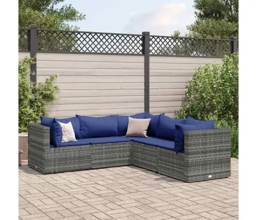 5-Daļīgs Dārza Atpūtas Mēbeļu Komplekts Ar Matračiem, Pelēks Pe Vidaxl