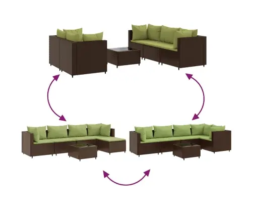 6-Daļīgs Dārza Atpūtas Mēbeļu Komplekts, Brūna Pe Rotangpalma Vidaxl