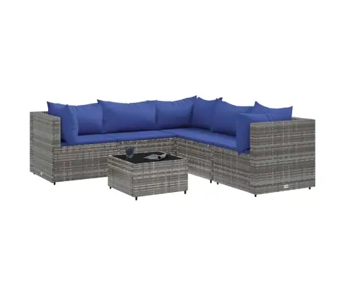 6-Osaline Aiamööbli Komplekt Patjadega, Hall, Polürotang