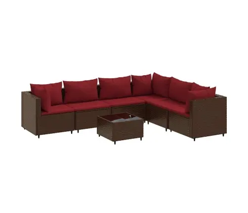 7-Osaline Aiamööblikomplekt Patjadega, Pruun, Polürotang