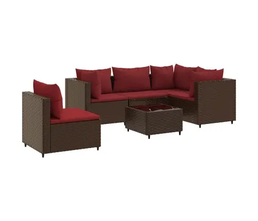 6-Osaline Aiamööbli Komplekt Patjadega, Pruun, Polürotang