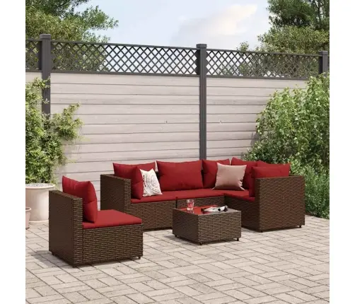 6-Osaline Aiamööbli Komplekt Patjadega, Pruun, Polürotang