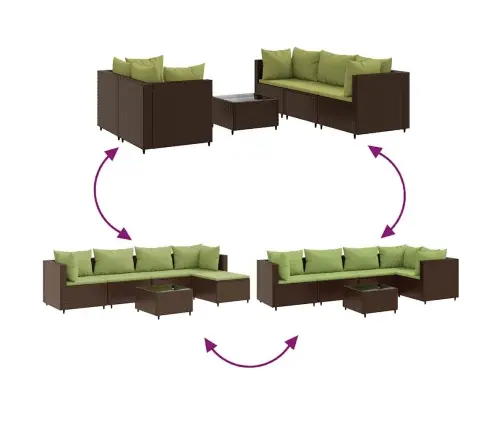 6-Daļīgs Dārza Atpūtas Mēbeļu Komplekts, Brūna Pe Rotangpalma Vidaxl