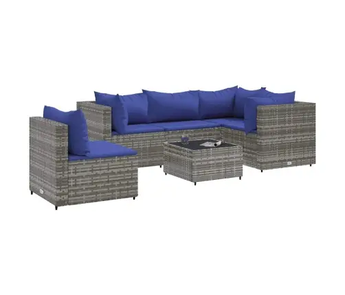 6-Daļīgs Dārza Atpūtas Mēbeļu Komplekts, Pelēka Pe Rotangpalma Vidaxl