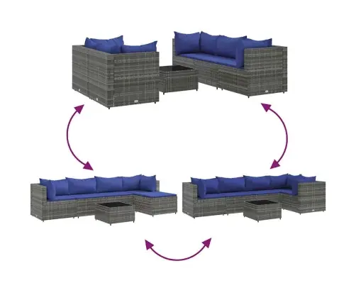 6-Daļīgs Dārza Atpūtas Mēbeļu Komplekts, Pelēka Pe Rotangpalma Vidaxl