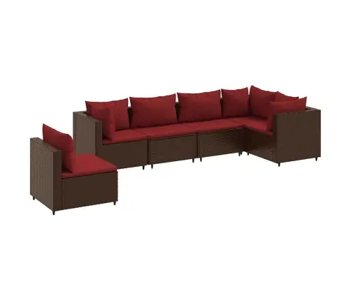 6-Osaline Aiamööbli Komplekt Patjadega, Pruun, Polürotang