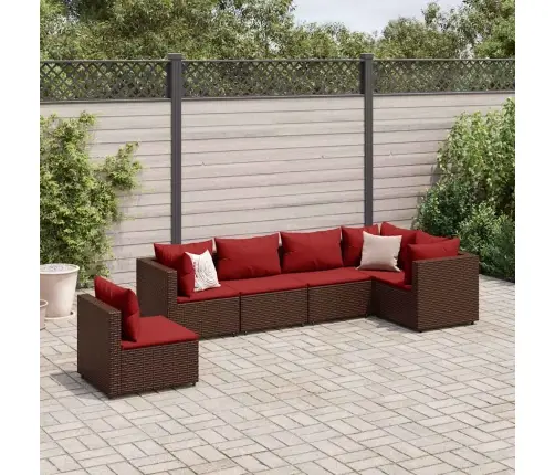 6-Osaline Aiamööbli Komplekt Patjadega, Pruun, Polürotang