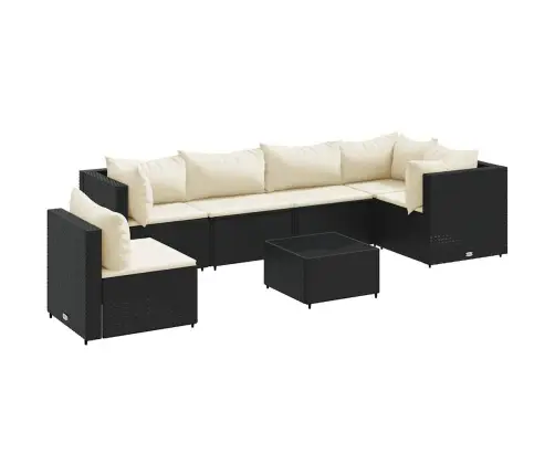 Sodo Komplektas Su Pagalvėlėmis, 7 Dalių, Juodas, Poliratanas